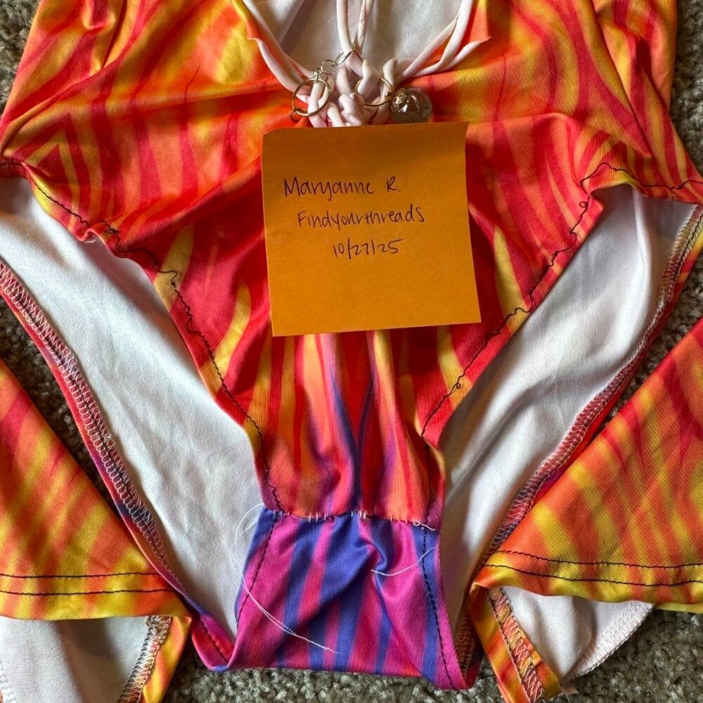 Handmade Tie Dye Slit Weave Bodysuit - Picture 6 of 7